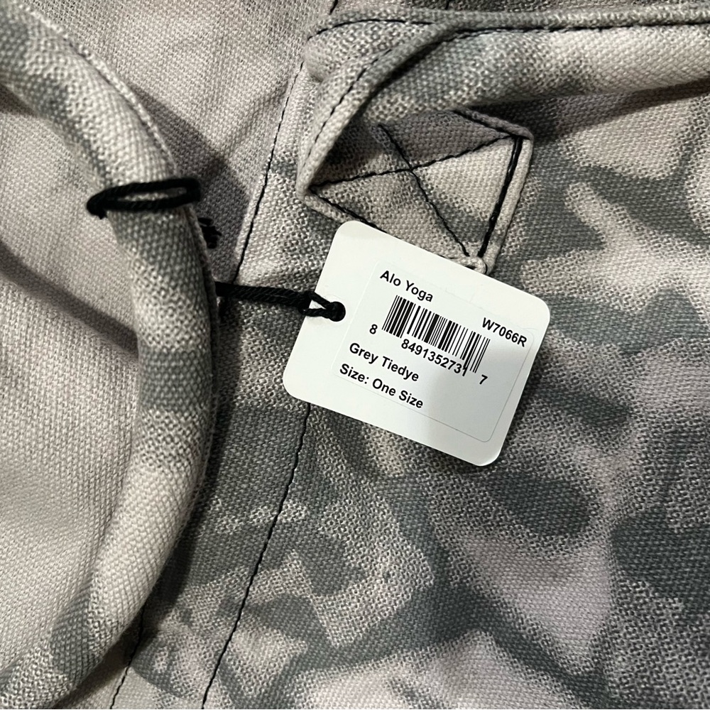 Alo Gray Tie Dye Oversized 100% Cotton Canvas Gym Yoga Travel Tote Bag - Picture 4 of 6